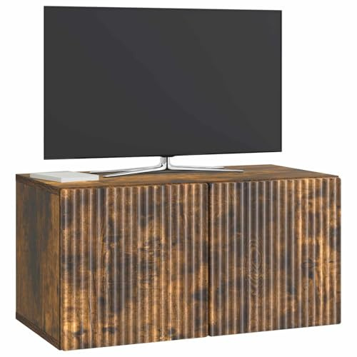 vidaXL Wandmontierter TV-Schrank Geräucherte Eiche 59,5 x 31 x 30 cm, Wohnzimmer, Moderne Entertainment-Wand, rechteckige TV-Konsole, stylischer Stauraum, hängender Schrank