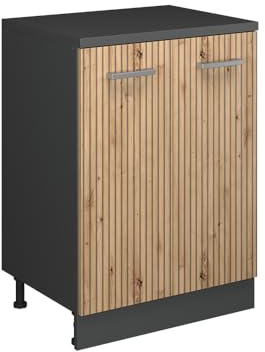 Vicco Erweiterungsschrank Rion, Artisan-Eiche/Anthrazit, 60 x 46 cm | ohne Schräge mit 2 Türen, kombinierbar mit Rion Dachschrägenschränken und Schrankmodulen
