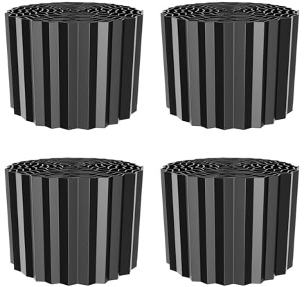 Lot de 4 Bordures de Jardin Métal Ondulé 6m×20cm, Acier Galvanisé Antirouille Flexible, Bordure Paysagère pour Parterres Pelouses Allées