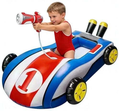 Hinchable con Pistola De Agua, Flotadores De Coche, Hinchable para Piscina Niños con Pistola De Aguas para Jugar En El Agua,para Jardín, Playa, Parque Acuático, Regalos para Niños Y Niñas