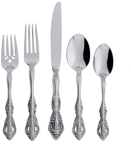 Oneida Michelangelo 20-Piece Flatware Set, Service for 4 | silver, dishwasher safe | includes knives, forks, and spoons | heavy duty, cutlery set, utensil set, wedding silverware