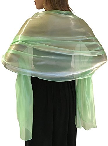 Stola iridescente effetto seta, avvolgente, per matrimoni, damigelle, da sera, per feste Verde Mint Green