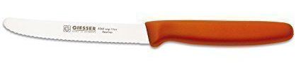 Giesser Messer Allzweckmesser 11 cm Klingenlänge mit Wellenschliff Orange - Profimesser Made in Germany