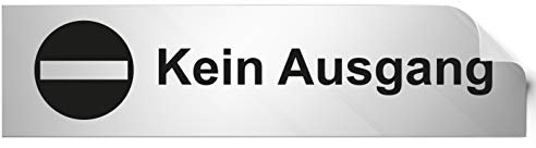 Türschilder24 Folienschild Türschild • Kein Ausgang • PVC Hinweisschild • 160 x 40 mm Silber • selbstklebend • Kratzfester Druck • UV Beständig