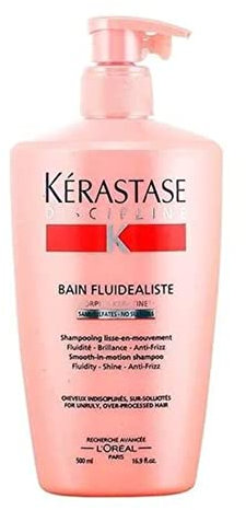 Kérastase, Discipline, Shampoing Lissant & Anti-Frisottis, Pour Cheveux Indisciplinés & Sensibilisés, Sans Sulfate, Bain Fluidéaliste, 500 ml