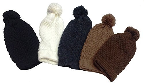 Alpacaandmore Unisex Mütze Strickmütze Bommelmütze Peruanische Alpakawolle Einheitsgröße (Schwarz)