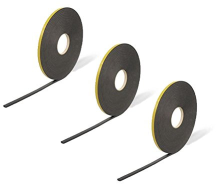 Virtual Plastics 3 Pack of Double Sided Foam Tape - Black - 3mm x 10mm x 20m - Security/Glazing/Craft Tape