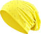 Jersey Baumwolle elastisches Long Slouch Beanie Unisex Herren Damen mit Strass Stern Steinen Mütze Heather in 35 (7) (Light Yellow)
