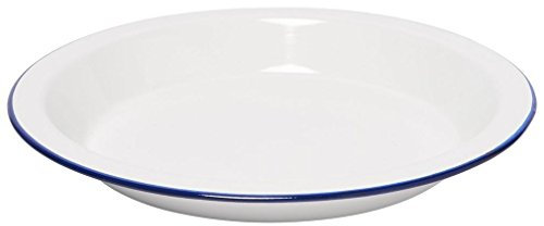 Highlander Deep Enamel Plate Camping Cooking Eating, White, One Size