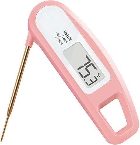 Lavatools PT12 Javelin Ultra Fast Digital Instant Read Meat Thermometer for Grill and Cooking, 2.75 Probe, Compact Foldable Design, Large Display, Splash Resistant – Rhubarb