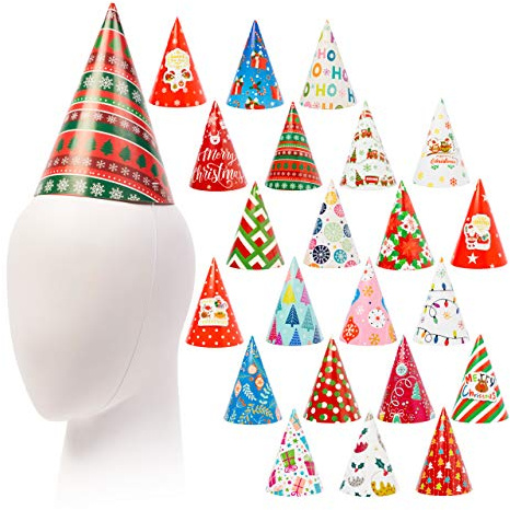 THE TWIDDLERS - 24 Weihnachts-Knallbonbon-Partyhüte für Weihnachtsfeiern, Silvester - Deko Weihnachten Foto-Requisiten, Weihnachtsmütze für Kinder und Erwachsene - Verschiedenen Festlichen Designs