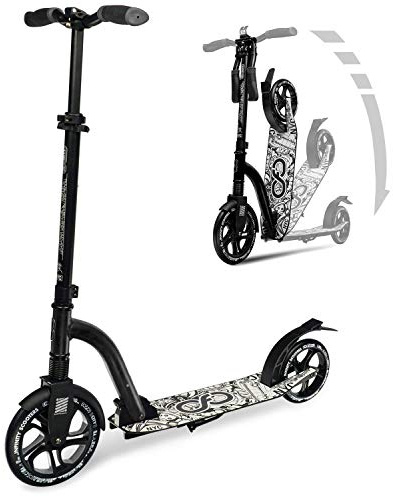 Crazy Skates Foldable Kick Scooter - kick Scooters for Adults, Teens and Kids with Carrying Strap - Fast Folding, Adjustable Handlebars and Lightweight - New York City Scooter (NYC) - Black
