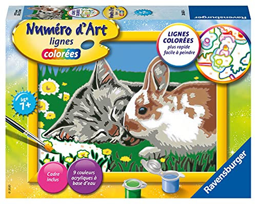 Ravensburger – Numéro d’Art Petit Format – Chaton et Son Compagnon Le Lapin – Loisir créatif – Kit de Peinture par numéros – Activité détente et créative – Dès 7 Ans – 28661 – Version française