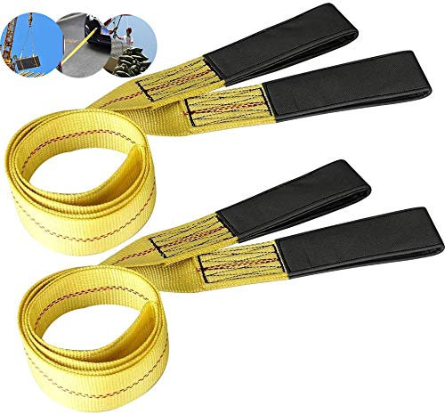 CarBole 2 cinghie di sollevamento da 1,8 m x 5 cm con fibbia piatta, in poliestere duplex, massima resistenza alla rottura 4082,3 kg