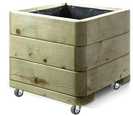 Holzfee Dona 40 x 40 cm Pflanzkasten mit Rollen