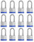 Serrure à clé en acier laminé, corps large de 1-9/16 po, 12 cadenas à clé identique, anse longue (lot de 12)