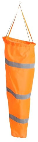 VIFER Windsock Wind Measurement Sock, Nylon Weatherproof Wind Sock Bag Flag Orange with Reflective Belt for Airport Farm Park (100CM)