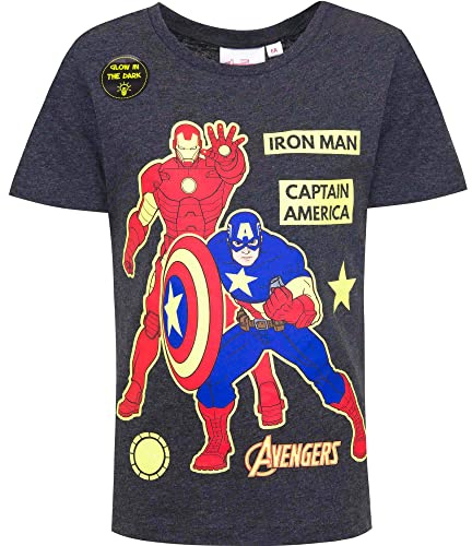 Avengers Boys T-Shirt Glow In The Dark (Iron Man - Captain America) - 3-4 Years - Grey