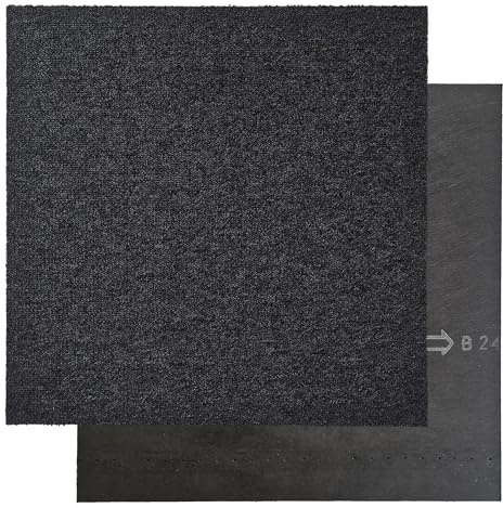 Teppichfliesen 50x50cm schwarz VIENNA/OFFICE 79 - 5m² Pack, Teppichboden für Büro, Hotel, Shop und Wohnzimmer