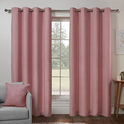 Sleepdown Textured Print Eyelet Curtains Lined Curtains for Bedroom and Living Room 66 x 54 Inch Blush 2 Panels, Blush Pink, 5056242839484