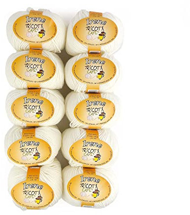 Tricot Cafè Irene, Made in Italy - Gomitolo Filato Misto Lana Merinos Irrestringibile - Morbido Ideale per Tutti i Lavori - Ferri/Uncinetto: 3.00/4.00 (10 pezzi - Bianco 100)