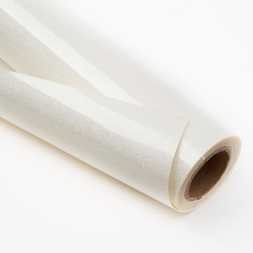 IRON-ON HTV White Glitter Rolls 12 x 8ft Heat Transfer Iron on Vinyl for Shirts Desing