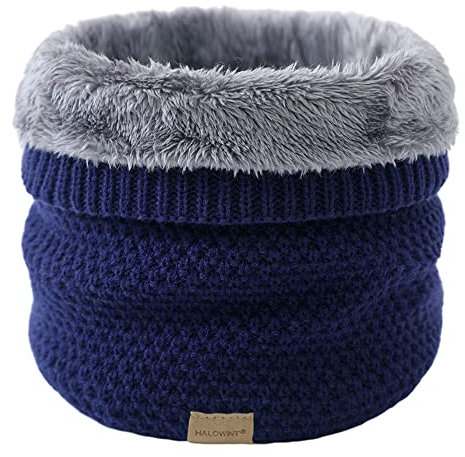 JFAN Schal kreuzgestrickter weich gefütterter doppellagiger warmer winddichter Winterschal(Navy blau,Einheitsgröße)