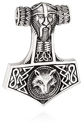 NKlaus Kettenanhänger Thors Hammer keltisch 925 Silber 45x33mm Wikinger Silberanhänger 10279