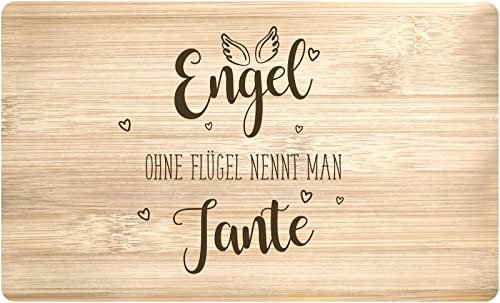 Tassenbrennerei Frühstücksbrettchen mit Spruch Engel ohne Flügel nennt man Tante - Echtholz Made in Germany - Geschenk (Tante)