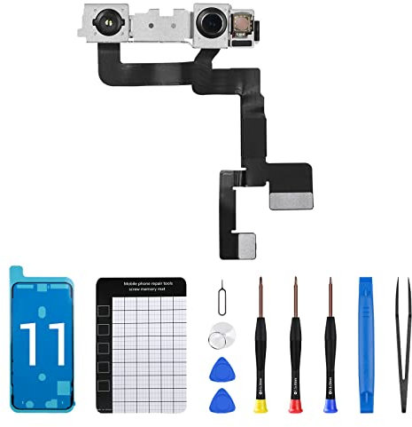 CYKJGS Ersatz-Frontkamera für iPhone 11, 12 MP, Frontkamera, Teil, gerichtetes Objektivmodul, Sender, Lichtempfänger, Flexkabel, Verbindungsstück, Reparatur-Werkzeug-Set für A2111, A2223, A2221