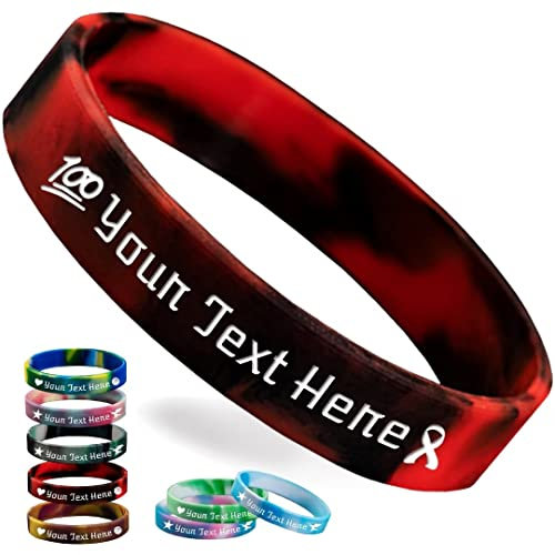Zkgiftsdz Personalisierte Silikonarmbänder Bulk, Benutzerdefinierte 1/2 Gummiarmband mit Textnachricht, Benutzerdefinierte Gummiband Armbänder für Veranstaltungen, Bewusstsein, Geschenke