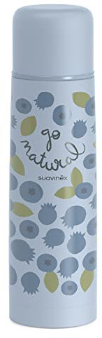 Suavinex, Termo Líquidos para Bebé. Termo de Acero Inoxidable con Cierre Hermético. Para Bebidas Calientes y Frías. 500 ml. Diseño Arándano, Color Azul
