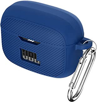 QINOUK Funda para JBL Tune 230NC TWS, Antihuellas de Silicona Blanda Con Mosquetón, Protectora - Azul