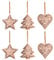 Valery Madelyn 6 Stück 11cm Weihnachtsbaumschmuck, Bronze hängende Weihnachtsdeko aus Metall, Eisen Herz, Stern, Baum Weihnachtsanhänger
