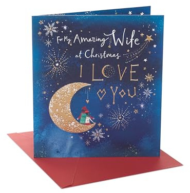 UK Greetings Weihnachtskarte für Ehefrau – Mond-Design
