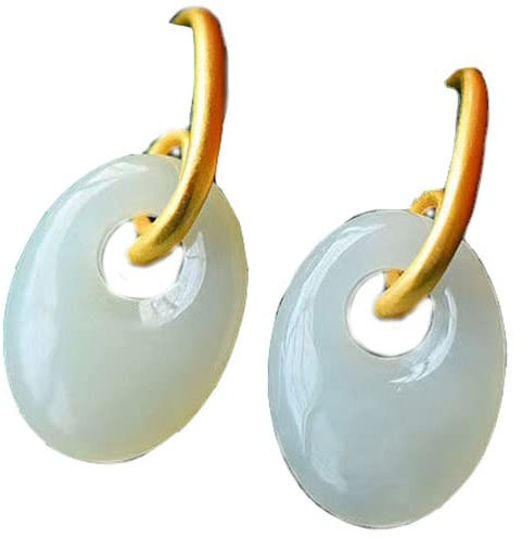 Baumelnde Ohrringe, Tropfenhaken-Ohrringe, natürliche weiße Jade, hohle Ohrringe, chinesischer Stil, Retro, kreativer Damen-Modeschmuck