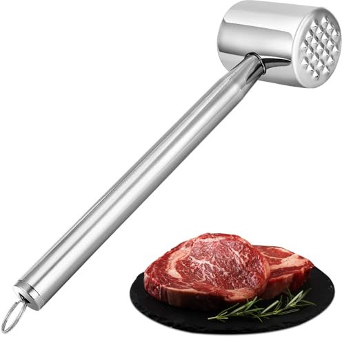 Gowkeey Batticarne, Martello da Carne, Batticarne Acciaio Inox, Martello da Affettatrice, Martello da Bistecca, Doppio Lato Pesante Batticarne Pesante Martello per bistecche, Pollo, Maiale