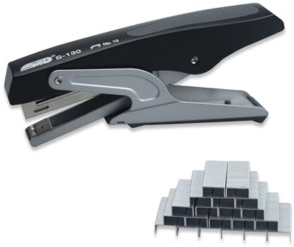 Handheld Plier Stapler, Sturdy Metal Hand Stapler for Office, School and Home, Only Can Use with NO.10 Staples, Black