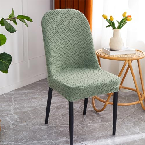 Odot Coprisedie con Schienale Curvo, Coprisedia Elasticizzati 2/4/6/8 Pezzi, Vello Shaker Copri Sedia da Cucina, Lavabili Copri Sedia per Hotel, Ristorante (Striscia Verde,6 piezas)