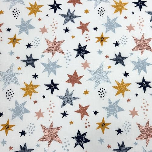 MAGAM-Stoffe Hugo Sterne Baumwollstoff Kinderstoff ÖKO-TEX Meterware 50cm (Blau)