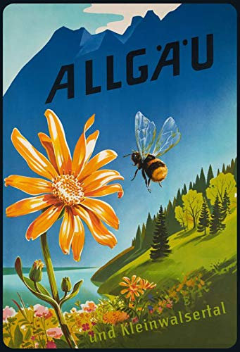 Ontrada Holzschild 12x18cm Urlaub Retro Plakat Allgäu und Kleinwalsertal Holz Schild