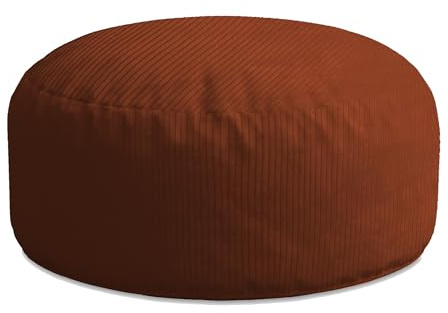 DreamRoots Pouf Hocker Fußhocker Cord, Rund 70x40cm, Indian tan
