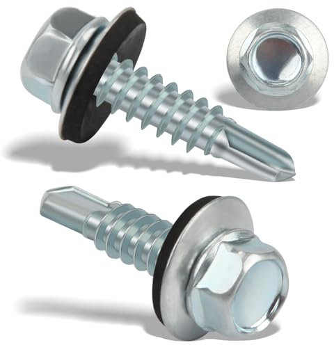 300PCS Vis Autoforeuse Metal 4,8x19 mm Vis Autoperforante Inox Bac Acier Hexagonale Vis Autoperceuse pour Metal Vis Etanche Avec Joint Tole Toiture Autoforante Auto Foreuse pour Plus Fixation(Argenté)