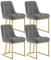 WOLTU Esszimmerstühle 4er Set, Küchenstuhl Samt, Polsterstuhl mit Metallgestell in Bogenform, gepolsterter Stuhl mit Rückenlehne, Wohnzimmerstuhl Schminkstuhl EZS32dgr-4 Dunkelgrau