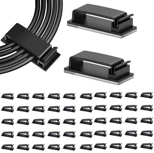 50pcs Cable Clips Self Adhesive, Adhesive Cable Clips, Cable Management Clips, Self Adhesive Cable Clip, Sticky Cable Clips, Stick On Cable Clips, for Ethernet Cable Desktop Home Office