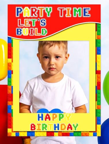 Roaring Good Time block building birthday party photo booth cornice di oggetti di scena forniture per la festa dei blocchi di costruzione bomboniere per la festa di compleanno building block