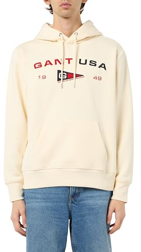 GANT Herren Graphic Sweat Hoodie Kapuzenpullover, Cream, XXL