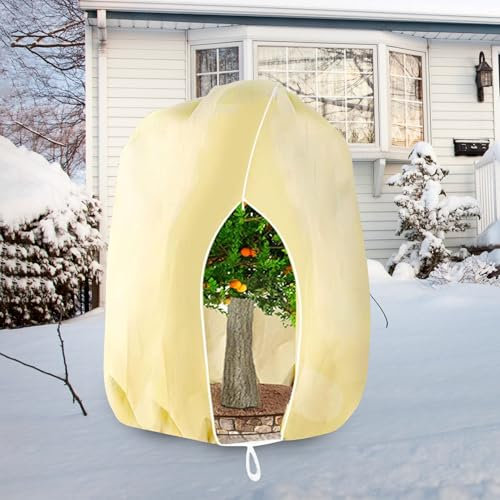 Hekasvm Winterschutz für Pflanzen 360cmx250cm, 80g/m² Pflanzenschutz Winter mit Kordelzug, Reißverschluss, Befestigungsclips, Garden Winterschutz für kübelpflanzen,Dickes Material,Waschbar,Reißfest