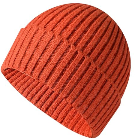 Adigau Strickmütze für Damen und Herren leichte Running Beanie-Mütze Dicke Fleece Mütze Herbst Winter Klassische Mütze Orange