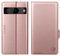 CASBST Étui portefeuille à rabat en cuir avec béquille et emplacements pour cartes, résistant aux chocs, fermeture magnétique, compatible avec Google Pixel 8, rose